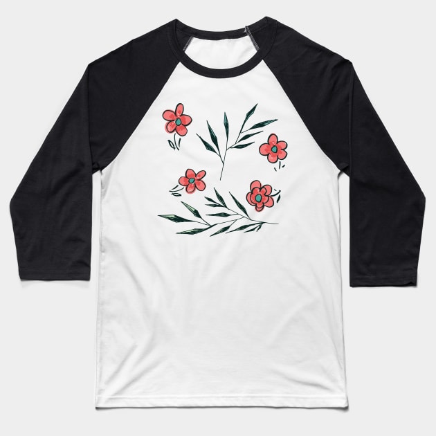 Flowers Baseball T-Shirt by SWON Design